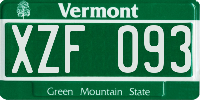 VT license plate XZF093