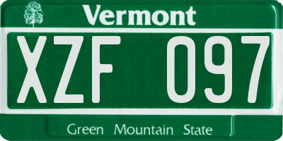 VT license plate XZF097