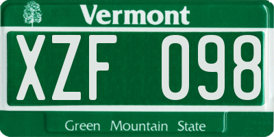 VT license plate XZF098