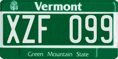 VT license plate XZF099