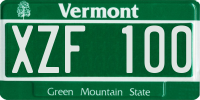 VT license plate XZF100