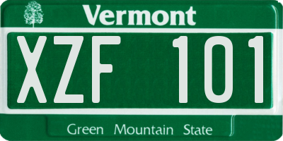 VT license plate XZF101