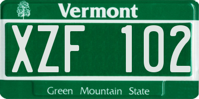 VT license plate XZF102
