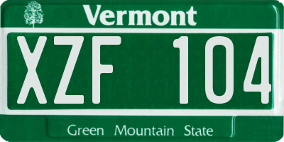 VT license plate XZF104