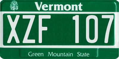 VT license plate XZF107