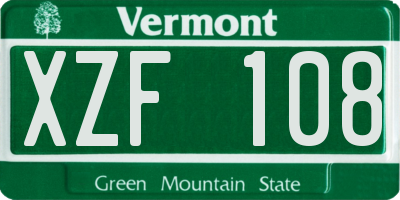 VT license plate XZF108