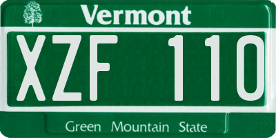 VT license plate XZF110