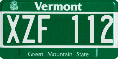 VT license plate XZF112