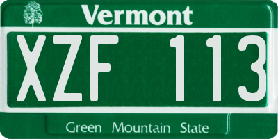VT license plate XZF113