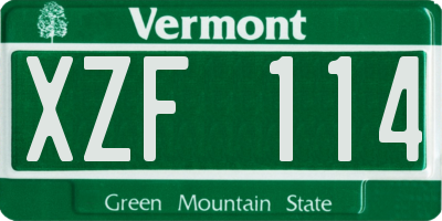 VT license plate XZF114