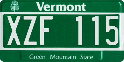 VT license plate XZF115