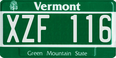 VT license plate XZF116
