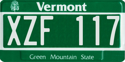 VT license plate XZF117