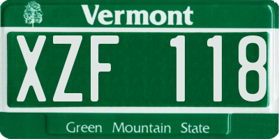 VT license plate XZF118