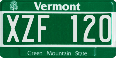 VT license plate XZF120