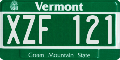 VT license plate XZF121