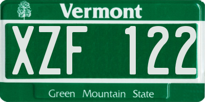 VT license plate XZF122