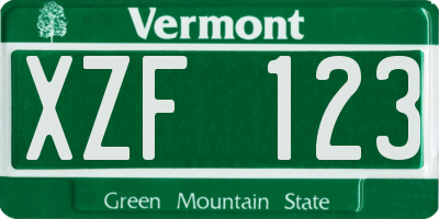 VT license plate XZF123