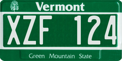 VT license plate XZF124