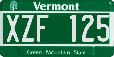 VT license plate XZF125