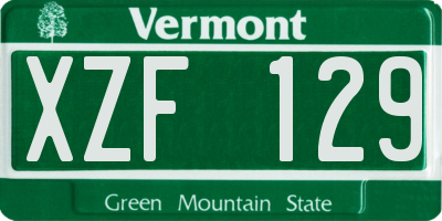 VT license plate XZF129
