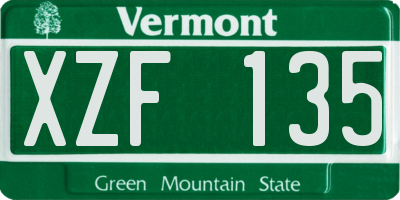 VT license plate XZF135