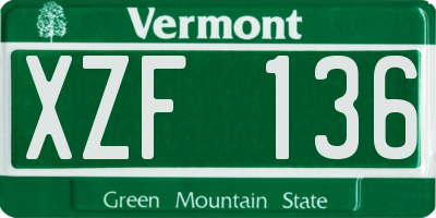 VT license plate XZF136