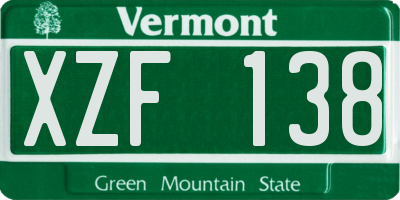 VT license plate XZF138