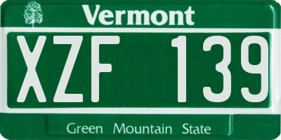 VT license plate XZF139