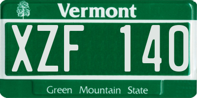 VT license plate XZF140