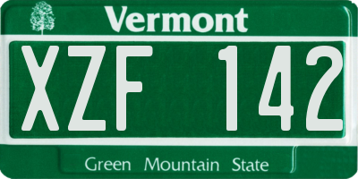 VT license plate XZF142