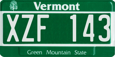 VT license plate XZF143