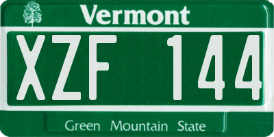VT license plate XZF144