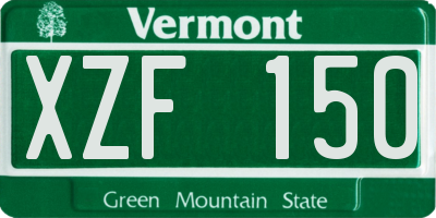 VT license plate XZF150
