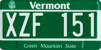VT license plate XZF151