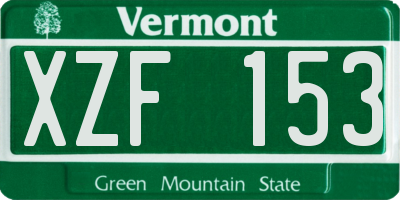 VT license plate XZF153