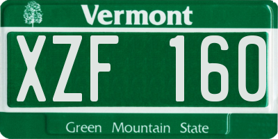 VT license plate XZF160