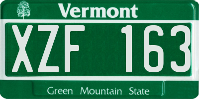 VT license plate XZF163