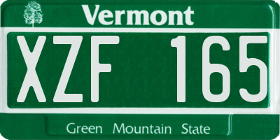 VT license plate XZF165