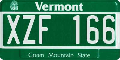 VT license plate XZF166
