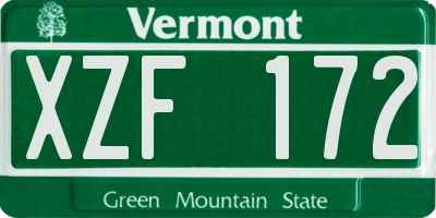 VT license plate XZF172