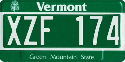VT license plate XZF174