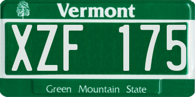 VT license plate XZF175