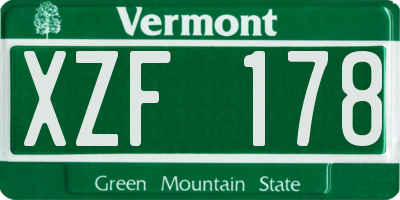 VT license plate XZF178