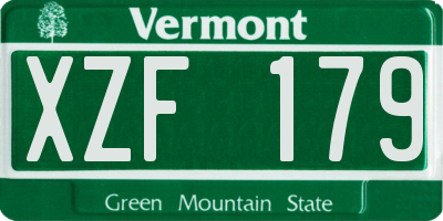 VT license plate XZF179