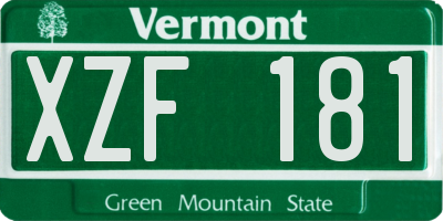 VT license plate XZF181