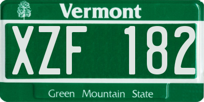 VT license plate XZF182