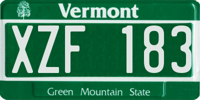 VT license plate XZF183