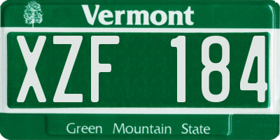 VT license plate XZF184