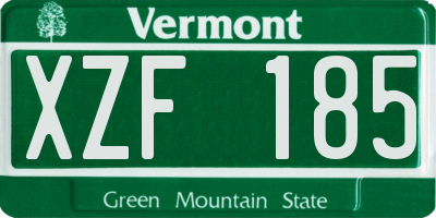 VT license plate XZF185